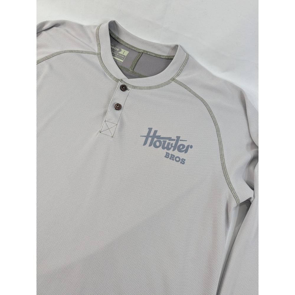 Howler Bros Shirt Knit Performance L Long Sleeve Henley Outdoors Rear Pocket